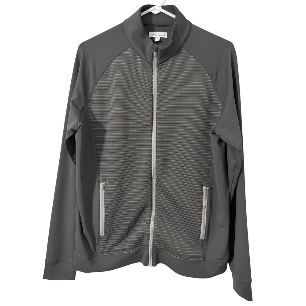 Peter Millar Mens Hybrid Gray Full Zip Performance Jacket Size M